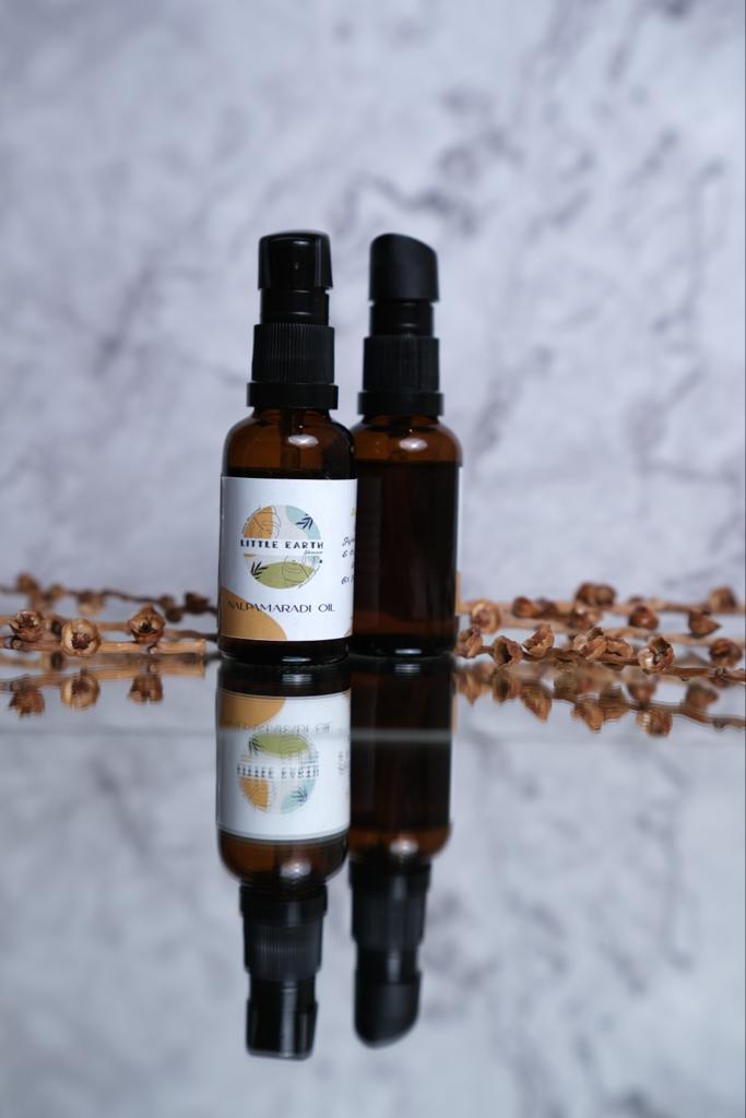 LittleEarth's Nalpamaradi thailam is a classical formula to lighten complexion as well as soften and repair skin. Potent Turmeric with its anti oxidant action repairs pigmentation, uneven skin tone and marks.
